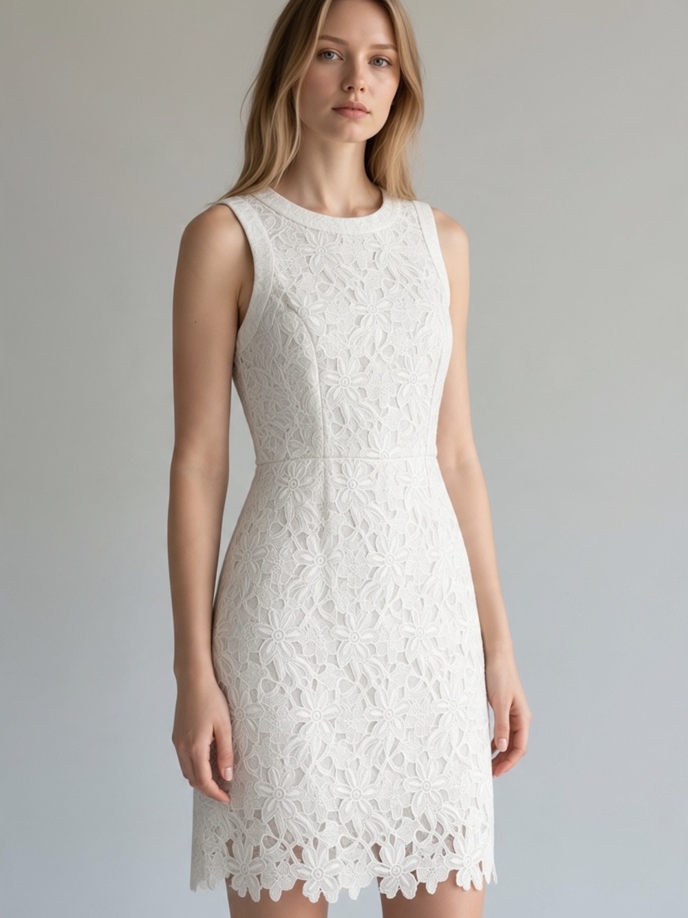 kate spade White Floral Lace Sleeveless Sheath Dress